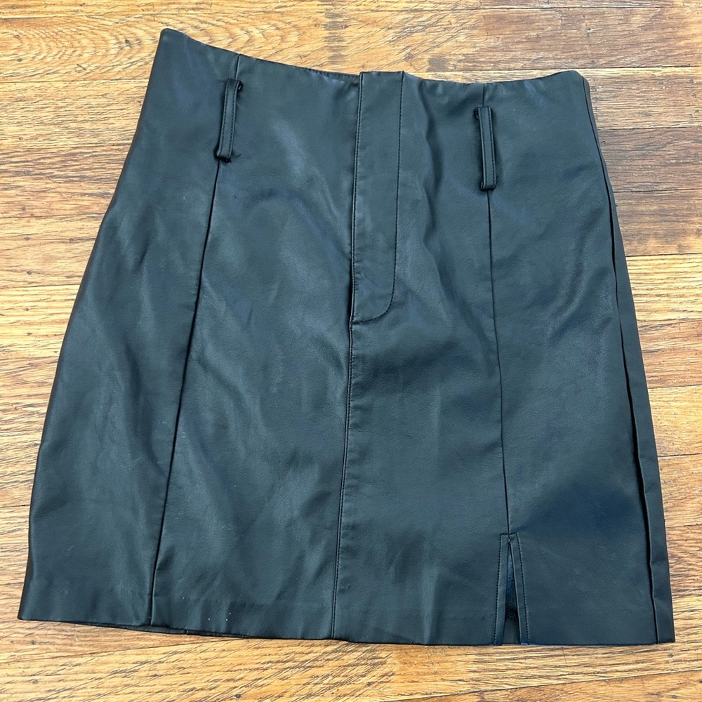 Faux leather midi skirt